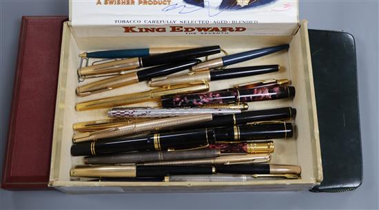 A collection of mainly Parker pens